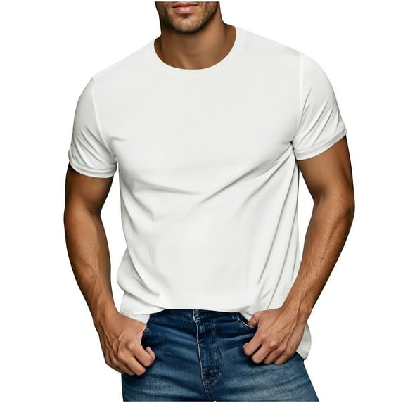 yillto Mens Basic Shirts Short Sleeve Workout Gym Tee Crew Neck Causal Summer Plain Tees Tshirts