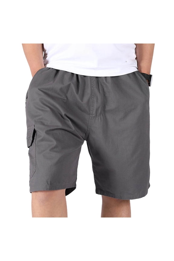 Mens Big and Tall Cargo Shorts Baggy Classic Drawstring Elastic Waist Summer Work Short with Pockets