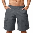 thumbnail image 1 of yillto Mens Big and Tall Cargo Shorts with Pockets Elastic Waist Drawstring Loose 5 Inch Causal Summer Shorts, 1 of 7