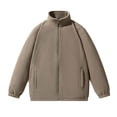 thumbnail image 1 of yillto Mens Big and Tall Fleece Jackets Sherpa Lined Zip up Coats Mock Neck Casual Fall Coat with Pockets, 1 of 3
