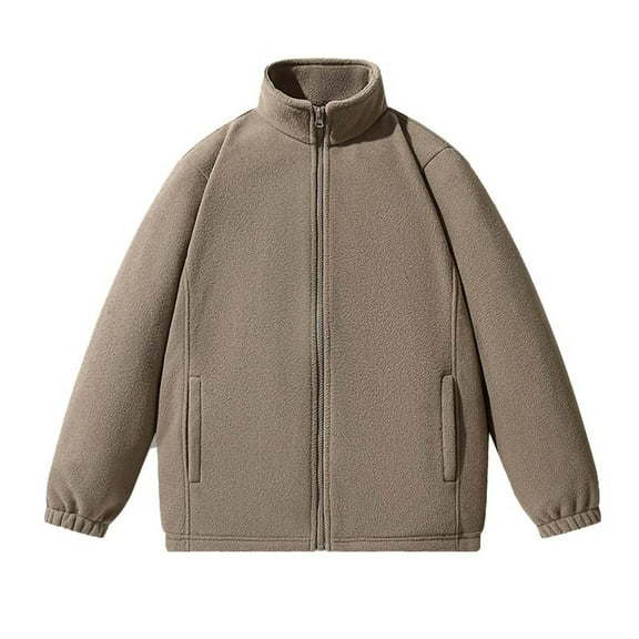 yillto Mens Big and Tall Fleece Jackets Sherpa Lined Zip up Coats Mock Neck Casual Fall Coat with Pockets
