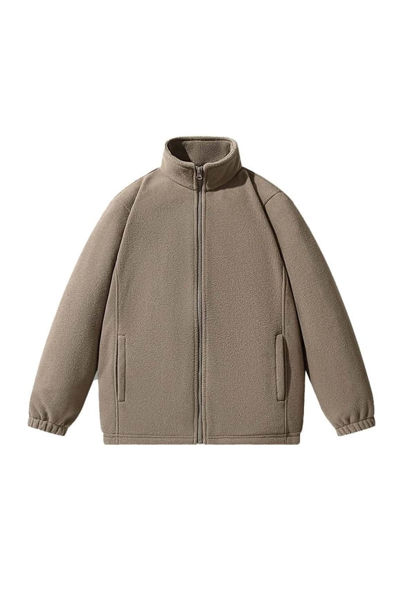 Mens Big and Tall Fleece Jackets Sherpa Lined Zip up Coats Mock Neck Casual Fall Coat with Pockets