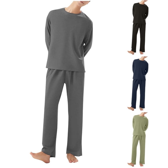 yillto Mens Big and Tall Pajamas Set Long Sleeve Soft Pajama for Men Sleepwear Pant Loungewear Sets