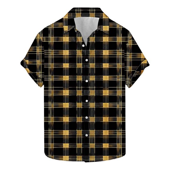 yillto Mens Big and Tall Plaid Shirts Button down Short Sleeve Lightweight Summer Beach Tshirts