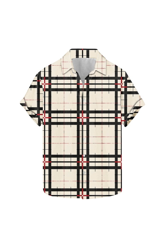 Mens Big and Tall Plaid Shirts Button down Short Sleeve Lightweight Summer Beach Tshirts