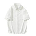 thumbnail image 1 of yillto Mens Big and Tall Shirts Button down Collared Short Sleeve Textured Summer Loose Top with Pocket, 1 of 3