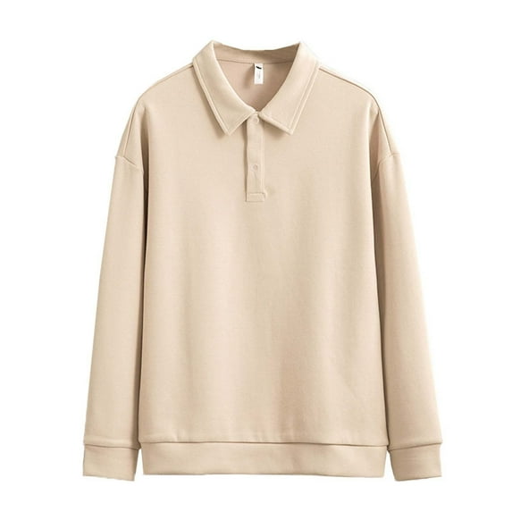 yillto Mens Big and Tall Tops Cotton Long Sleeve Golf Shirts Buttons Neck Collared Tee for Casual Work