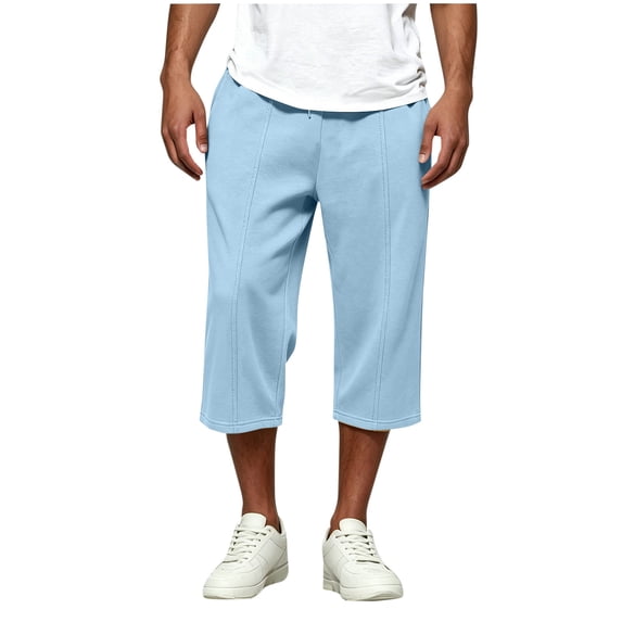 yillto Mens Capri Pants Sweatpants Elastic Waist Loose Capris Casual Fashion Athletic Pant with Pockets
