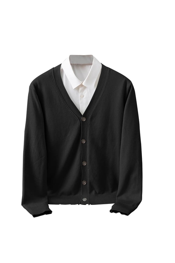 Mens Cardigan Ribbed Knit V Neck Button down Soft Long Sleeve Fall Winter Lightweight Sweaters Coat