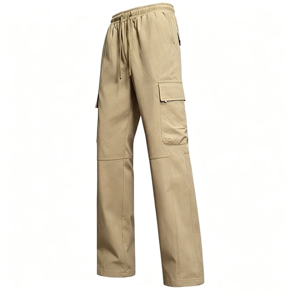 yillto Mens Cargo Pants Elastic Waist Drawstring Pant Big Boys Casual Sweatpants with Pockets M-5XL