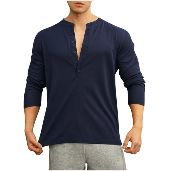 yillto Mens Casual Long Sleeve Shirts Comfortable V Neck Solid Color Classic Tops Dressy Shirt Clothes