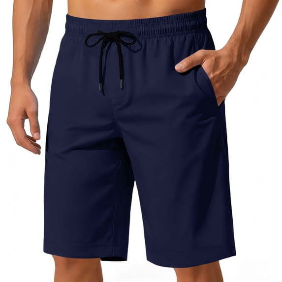 yillto Mens Casual Shorts Knee Length 5 Inch Elastic Waist Shorts Drawstring Summer Beach Shorts with Pockets