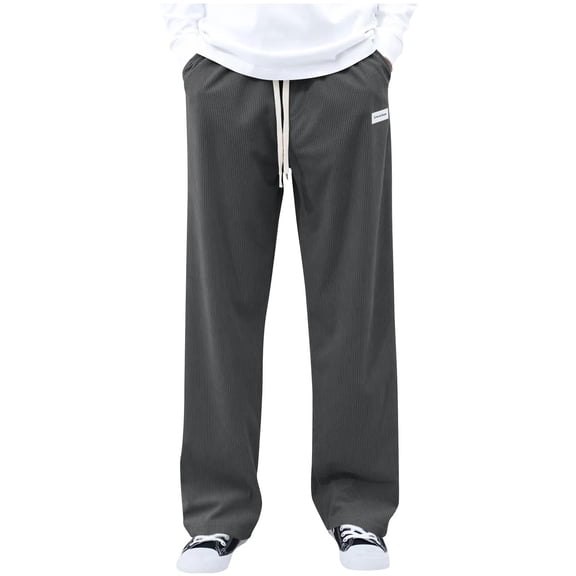 yillto Mens Corduroy Pants Casual Elastic Waist Drawstring Baggy Sweatpants Loose Trousers M-3XL