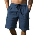 thumbnail image 1 of yillto Mens Cotton Linen Cargo Shorts Causal Loose Elastic Waist Drawstring Summer Breathable Shorts, 1 of 7