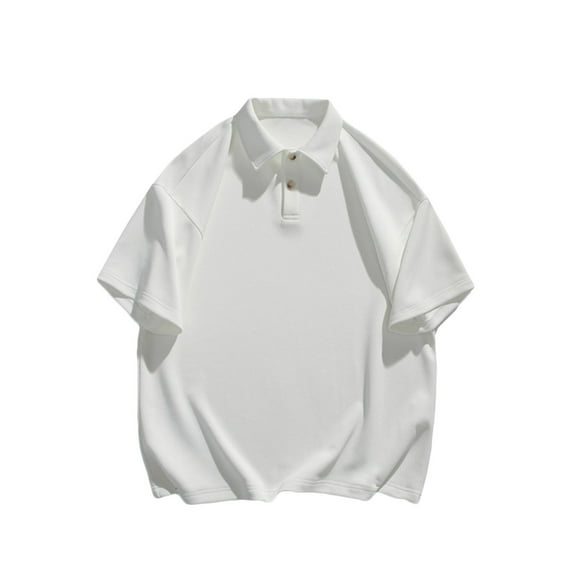 yillto Mens Cotton Shirts Collared Short Sleeve Loose Golf Top Big and Tall Summer Causal Basic Tshirts