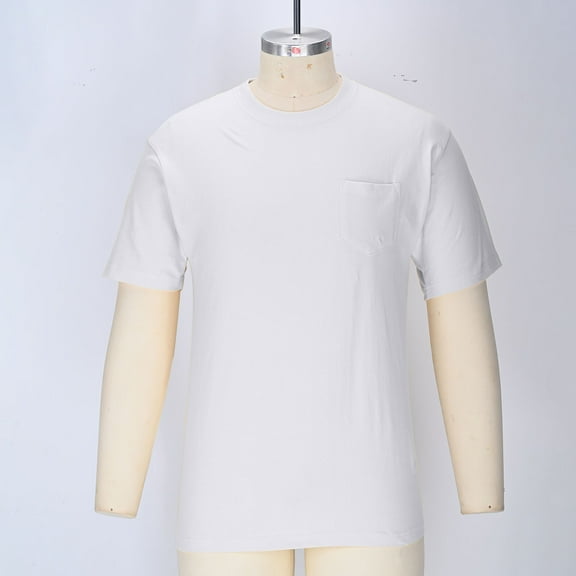 yillto Mens Cotton Short Sleeve Shirts Basic Crew Neck Causal Tops with Pockets Summer Plain Tee Tshirt