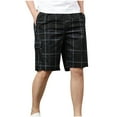 thumbnail image 1 of Maean Mens Cotton Shorts Big and Tall Loose Plaid Shorts Casual Summer Shorts with Zipper Pockets, 1 of 4