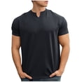 thumbnail image 1 of yillto Mens Cotton Slim T Shirts V Neck Short Sleeve Shirt Summer Gym Workout Athletic Tees Shirts, 1 of 6