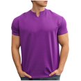 thumbnail image 1 of yillto Mens Cotton Slim T Shirts V Neck Short Sleeve Shirt Summer Gym Workout Athletic Tees Shirts, 1 of 5