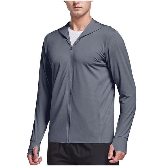 yillto Mens Fishing Jacket Sun Protection Lightweight Hoodie Zip up Long Sleeve Summer Hiking Jackets