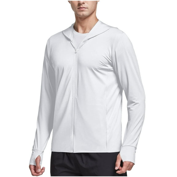 yillto Mens Fishing Jacket Sun Protection Lightweight Hoodie Zip up Long Sleeve Summer Hiking Jackets