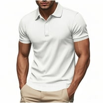 yillto Mens Golf Short Sleeve Shirt Classic Button Basic Solid Color Collared Tops Fashion Casual Tshirts