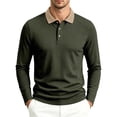 thumbnail image 1 of yillto Mens Long Sleeve Shirts Casual Button Collared Tshirt Pullover Tee Golf Shirt for Work Business, 1 of 8