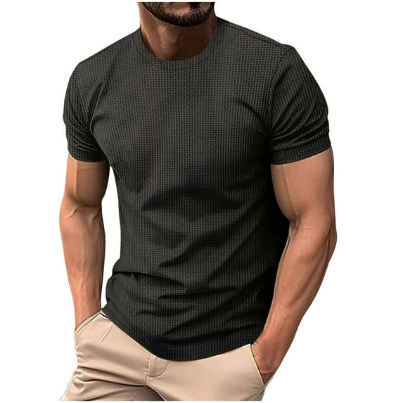 yillto Mens Muscle Shirts Short Sleeve Crewneck Slim Fitting Althetic Workout Casual Tshirts Tops