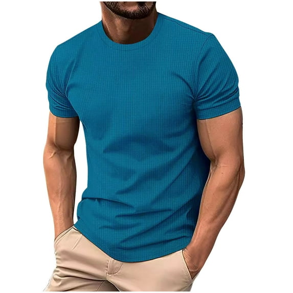 yillto Mens Muscle Shirts Short Sleeve Crewneck Slim Fitting Althetic Workout Casual Tshirts Tops