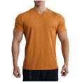 thumbnail image 1 of yillto Mens Muscle Slim T Shirts V Neck Short Sleeve Shirt Summer Gym Workout Athletic Tees Shirts, 1 of 4