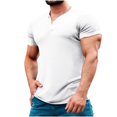 thumbnail image 1 of yillto Mens Muscle Tee Short Sleeve Workout Gym Shirts V Neck Casual Tops Summer Casual Exercise T Shirts, 1 of 5