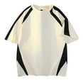 thumbnail image 1 of yillto Mens Oversized Tshirts Unisex Short Sleeves Casual Loose Color Block Tee Shirts Top for Womens, 1 of 4