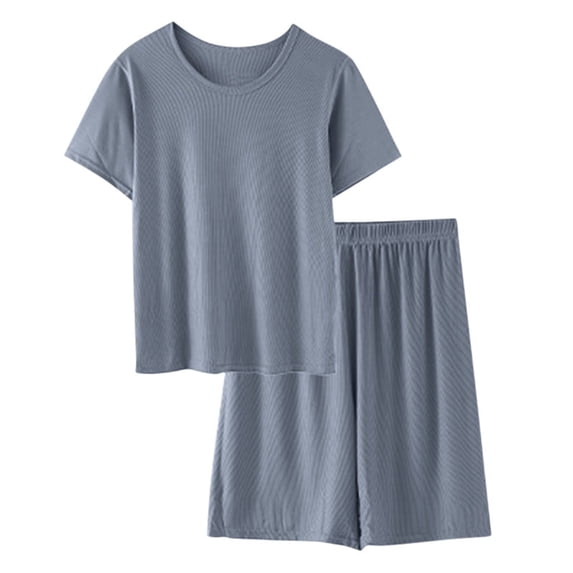 yillto Mens Pajama Set Summer Pjs Sleepwear Nightwear Lightweight Soft Short Sleeve and Shorts Sets