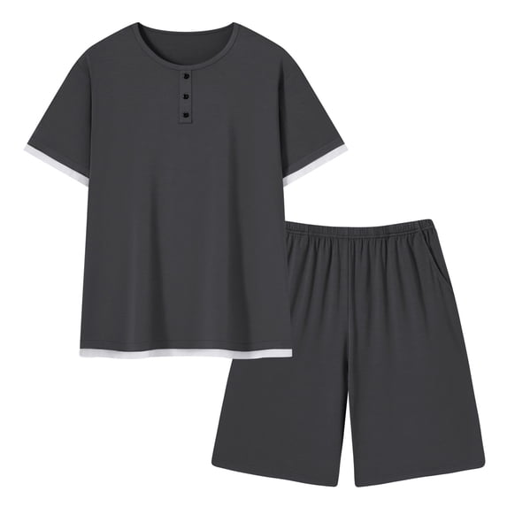 yillto Mens Pajamas Set Big and Tall Lightweight Summer Pjs Sleepwear Soft Comfy Short Sleeve Loungewear Shorts