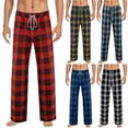 thumbnail image 1 of yillto Mens Plaid Pajamas Pant Christmas Lounge Pants Elastic Waist Wide Leg Loose Sleepwear Pjs Outfits, 1 of 4