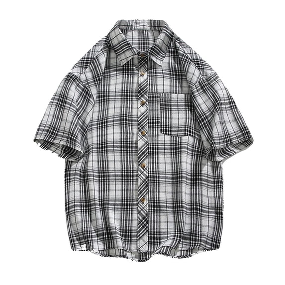 yillto Mens Plaid Short Sleeve Button down Shirts for Men Shirts Short Sleeves Casual Summer Pockets