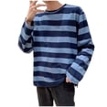 thumbnail image 1 of yillto Mens Shirts Striped Cotton Crewneck Long Sleeve Basic Pullover Casual Lightweight Tee Shirt, 1 of 2