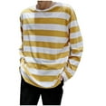 thumbnail image 1 of yillto Mens Shirts Striped Cotton Crewneck Long Sleeve Basic Pullover Casual Lightweight Tee Shirt, 1 of 2