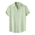 thumbnail image 1 of yillto Mens Short Sleeve Blouse Top Button down Loose Dressy Shirts Summer Basic Tops with Pockets, 1 of 7