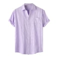 thumbnail image 1 of yillto Mens Short Sleeve Blouse Top Button down Loose Dressy Shirts Summer Basic Tops with Pockets, 1 of 7