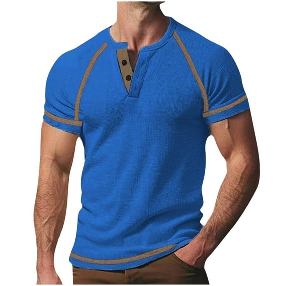 yillto Mens Short Sleeve Shirts Casual Comfort T-Shirt Short Sleeve Summer Vintage Button Tops