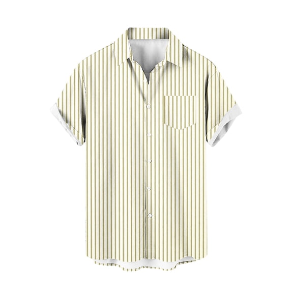 yillto Mens Striped Shirts Button down Short Sleeve Loose Summer Beach Lightweight Causal Dressy Tee Shirt