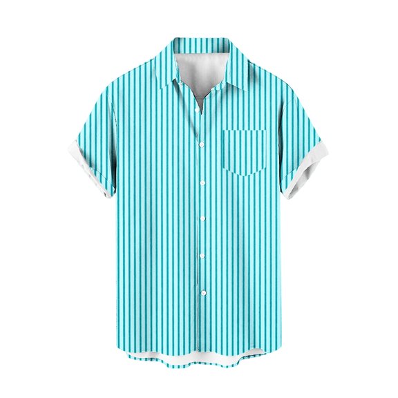 yillto Mens Striped Shirts Button down Short Sleeve Loose Summer Beach Lightweight Causal Dressy Tee Shirt
