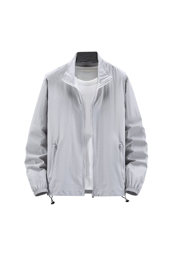 Mens Summer Athletic Jackets Sun Protection Long Sleeve Lightweight Hoodie Activewear Hiking Jacket