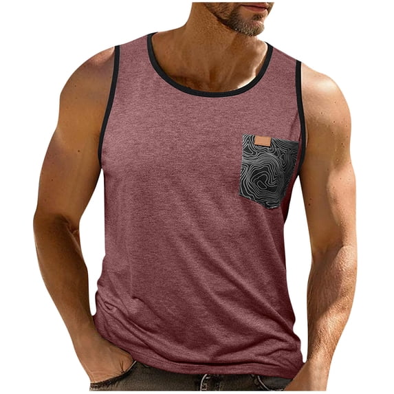 yillto Mens Summer Tank with Pockets Sleeveless Casual Tops Crewneck Pullover Loose Workout Tshirts