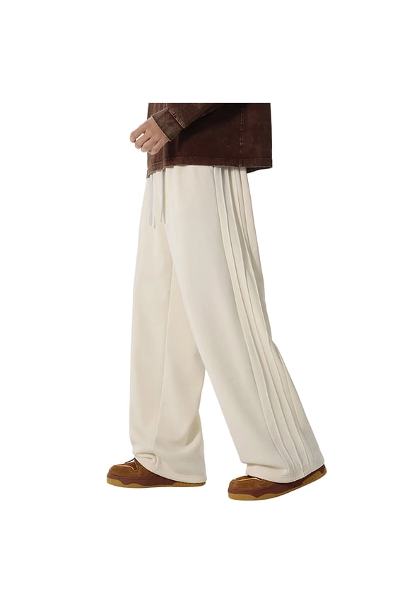 Mens Sweatpant Wide Leg Baggy Long Pant Casual Elastic Waist Drawstring Jogger Sweat Pants M-4XL
