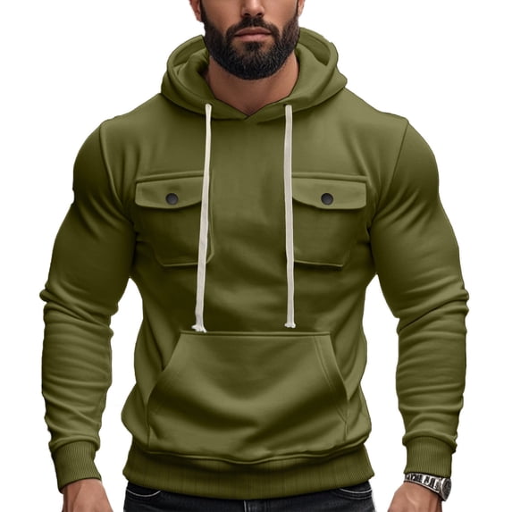 yillto Mens Sweatshirt Fall Winter Trendy Pullover Loose Tops with Pockets Workout Gym Casual Sweatshirts