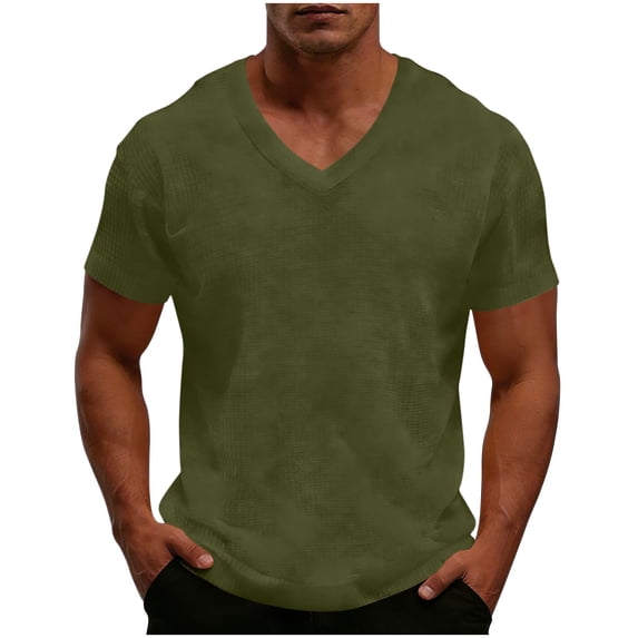 yillto Mens Tshirts Basic Short Sleeve V Neck Solid Color Soft Summer Tee Causal Plain Shirts