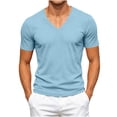 thumbnail image 1 of yillto Mens V Neck Shirts Cotton Short Sleeve Breathable Big and Tall Tops Summer Loose Plain Tee, 1 of 7
