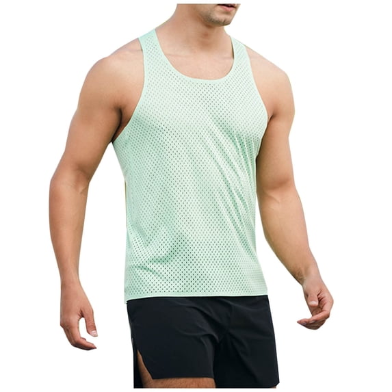 yillto Mens Workout Tank Quick Dry Lightweight Racerback Sleeveless Shirt Athletic Running Beach Summer Tshirts